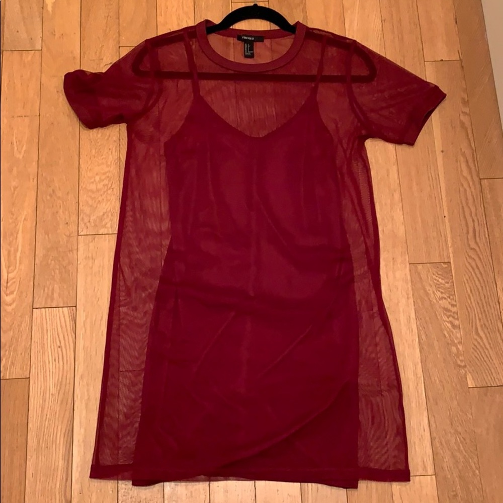 Red Mesh Mini Dress